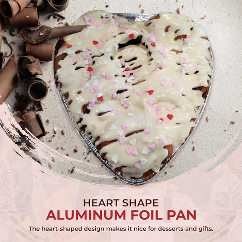KitchenDance Disposable Aluminum Heart Shaped Cake Pan, 8 Inches, Without Lid - Perfect for Cakes, Chocolates, Baking, Storing, and Preparing Food...