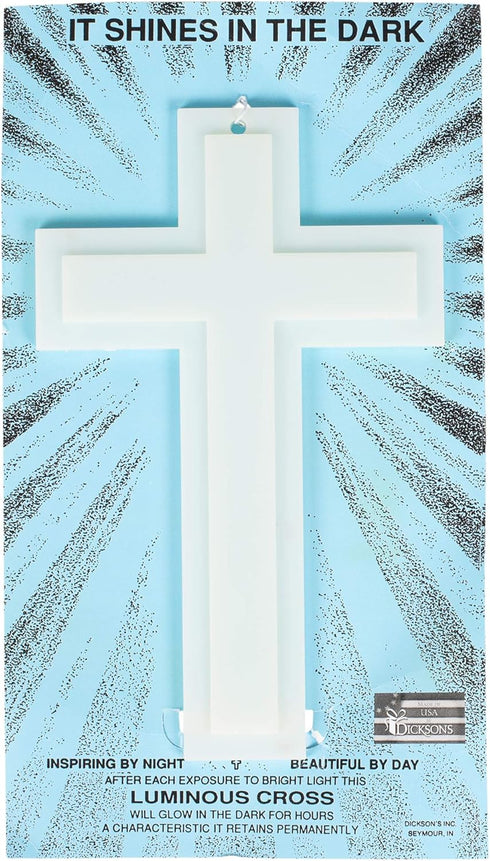 Large Luminous White Cross White 6 x 10 Plastic Glow in the Dark Wall Plaque...