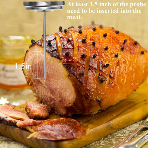 Meat Thermometer Oven Safe, 2 Pieces Dishwasher Safe Meat Thermometers for Cooking and Grilling, 2.12'' Stainless Steel Cooking Thermometer for Me...