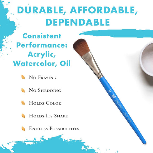 Princeton Select Artiste, Mixed-Media Brushes for Acrylic, Oil, Watercolor Series 3750 Wave Oval Mop Synthetic, Size 3/4 Inch...