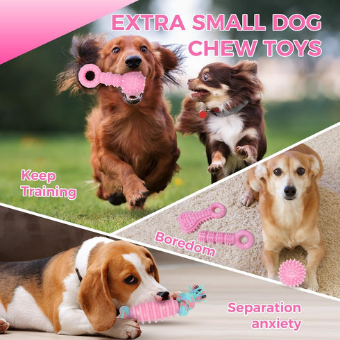 Puppy Toys, 9 Pack Puppy Chew Toys for Teething, Cute Pink Small Dog Toys, Puppy Teething Toys for Puppies, Soft Durable Interactive Dog Chew Toys...