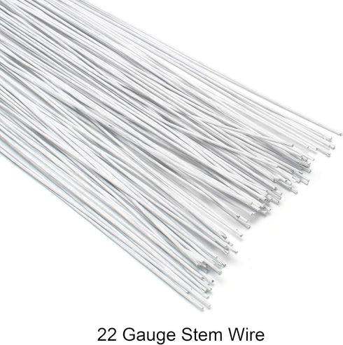 Cinvo 22 Gauge Stem Wire - 100 Counts Floral Paper Wrapped Wire - 14 Inch for Flower Arrangements - DIY Bouquet Handcrafts (White)...