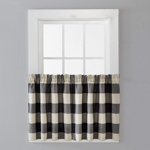 SKL Home Grandin Cafe Curtain Tier Pair, 57x24, Black/Natural...