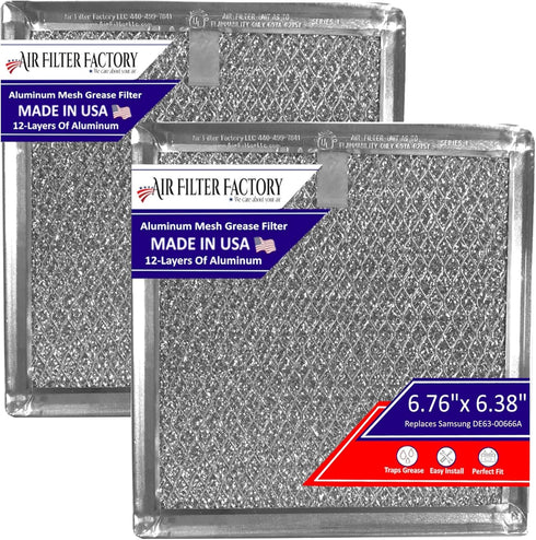 Microwave Filter 6.75" X 6.34" DE63-00666A Replacement For Samsung Over The Range Kitchen Oven Vent Grease Screen Fits AP5306190 2-Pack...