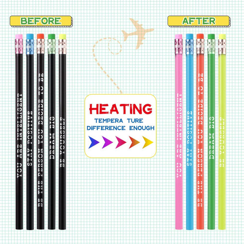 40 Pcs Motivational Pencils Back to School Pencils Color Changing Mood Pencil Inspirational Pencil Cute Pencil Personalized Pencil with Saying Hea...