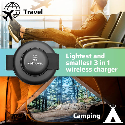 Pocket Size EDC Charge Magnetic 3 in 1 Charging Station for Apple Magsafe Charger, Foldable Max Fast Wireless Charger for iPhone 15/14/13/12 Pro/P...