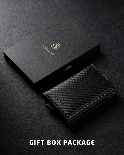 VULKIT Credit Card Holder RFID Blocking Leather Automatic Pop Up Wallet Aluminum Slim Pocket Business Card Case...