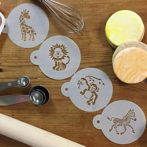 Designer Stencils Jungle Animals Cookie, Beige/Semi-Transparent, Fits 3" circle...