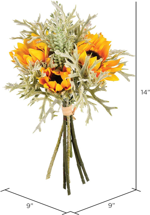 Vickerman Everyday Artificial Yellow Sunflower Succulent Bouquet 14" Long - Premium Faux Floral Decor for Wedding or Everyday Arrangements - Maint...