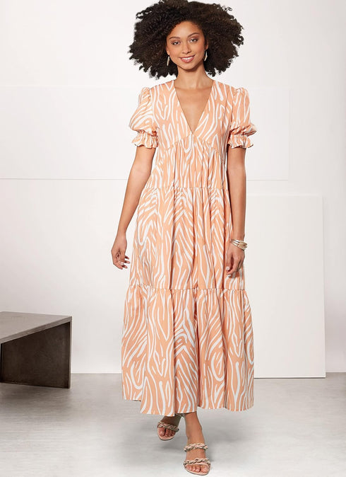 Simplicity Misses' V-Neck Empire Dress Sewing Pattern Kit, Code S9702, Sizes 18-20-22-24-26, Multicolor...
