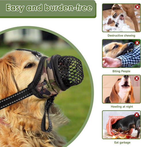 Dog Muzzle Soft Mesh Face Mask for Small Medium Large Breed Sized and Anti Biting Barking Prevent Chewing, Air Mesh Drinkable Dismountable Adjusta...