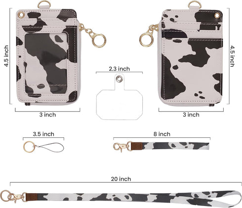 2-in-1 ID Badge Holder & Lanyard Wallet - Multi-Use Womens Small Wallet with Removable Wristlet & Neck Lanyard, Clear Window, 5 Card Slots, Phone ...