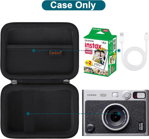 Canboc Carrying Case Compatible with Fujifilm Instax Mini EVO Instant Camera, Mesh Pocket fit Instax Mini Instant Film and Cable, Black...