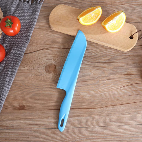 Plastic Vegetable Knife, 11" Serrated Edge Pizza Cutter with Non-slip Handle for Kitchen, Pizzas, Salad, Cakes, Bread, Fruit, and Lasagna, Nylon K...