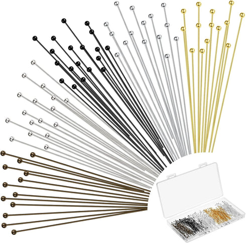 Waydress 500 Pcs 2 Inch Eye Pins for Jewelry Making Flat Head Pins 50 mm Brass Jewelry Making Supplies with Balls Earring Findings for Craft Brace...