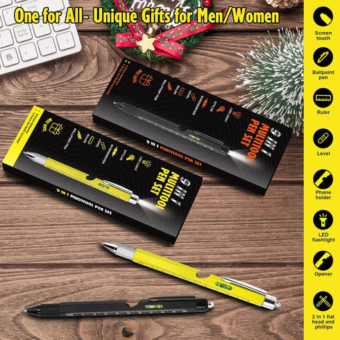 Cool Pen Gifts for Men, 9-in-1 Multi Tool Tech Pen Gadgets Tools for Men, Personalized Gifts for Dad or Him, Funny Gift for Christmas, Father's Da...