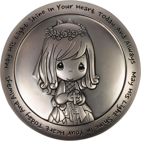 Precious Moments Rosary Communion Gift, May His Light Shine in Your Heart Today & Always Girl First Communion Rosary & Silver Zinc Alloy Rosary Bo...