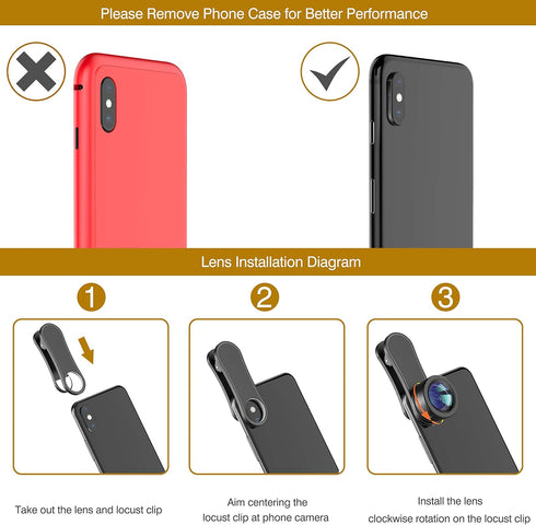 Phone Camera Lens,Upgraded 3 in 1 Phone Lens kit-198° Fisheye Lens + Macro Lens + 120° Wide Angle Lens,Clip on Cell Phone Lens Kit Compatible with...