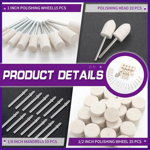 Polishing Buffing Wheel Compatible with Dremel Rotary Tool, 82Pcs Polishing Wheel for Rotary Tool Drill Polishing Kit, Different Shapes of Polishi...