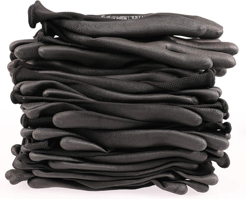 DULFINE Ultra-Thin PU Coated Work Gloves-12 Pairs,Excellent Grip,Nylon Shell Black Polyurethane Coated Safety Work Gloves, Knit Wrist Cuff,Ideal f...