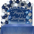 Navy Blue Happy Birthday Backdrop Silver Glitter Balloons Star Flag Sequins Background Adult Men Women Birthday Party Decoration Cake Table Photo ...