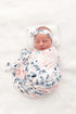 Newborn Baby Girl Receiving Blanket Swaddle Blanket Stretchy Knit Swaddle Set with Matching Headband and Beanie (Ink and Pink Floral)...