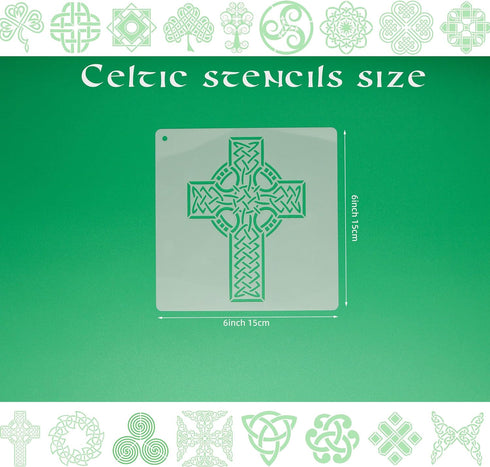 20PCS Celtic Knot Stencils, Traditional Irish Designs, 6 X 6 Inch Reusable Mylar Stencil for DIY Crafts and Decorations, Celtic Stencil for Painti...