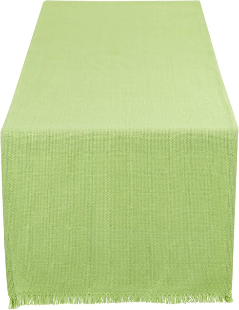 DII Everyday Collection, Fringed Solid Tabletop, Table Runner, 14x72, Green...