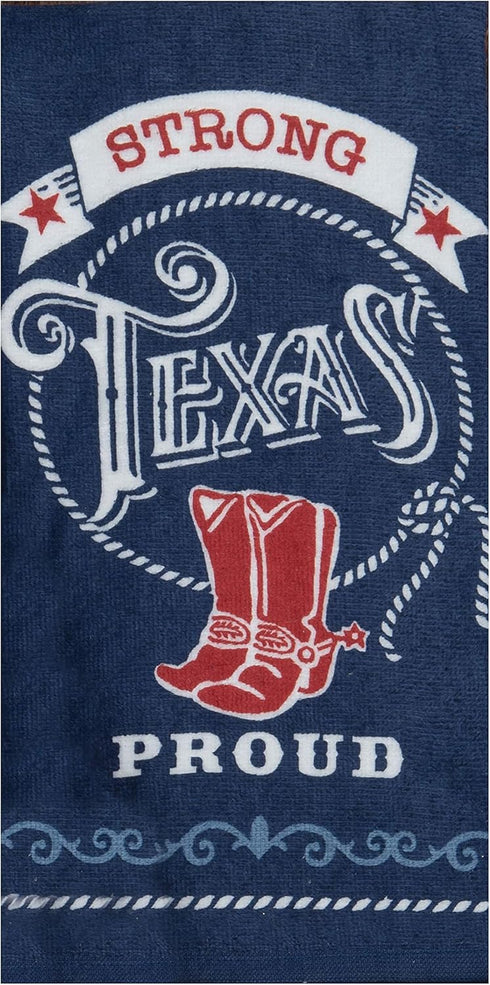 3 Texas Themed Decorative Cotton Kitchen Towels Set with White, Blue and Red Print | 2 Flour Sack and 1 Terry Towel for Dish and Hand Drying | By ...