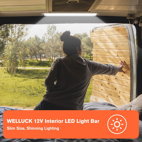 12V Interior LED Light Bar, DC 12V LED Light Strip w/Switch for Car, Trailer, Truck Bed, Van, RV, Cargo, Boat, Cabinet, Slim Enclosed Trailer Ligh...