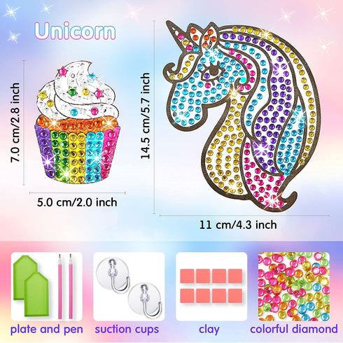 Gem Painting Kit for Kids, 24 Pieces DIY Painting Stickers, 4 Suncatchers and DIY Painting Tools to Create Your Own Diamond Stickers Cute Art Craf...