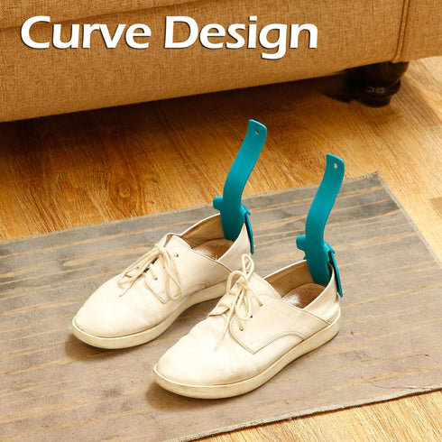 Boao 4 Pieces Lazy Shoe Helper Portable Travel Handled Horn Lifting Wearing Helper Tool Easy on Easy off Plastic Shoehorn One Size Fits Most Shoes...