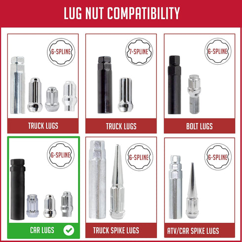 Wheel Accessories Parts 1 Pc Thread Car 6 Spline 3.50" Long Lug Nuts Adapter Key Bright Zinc Finish Dual Hex Key 13/16" and 3/4" Hex Fits...