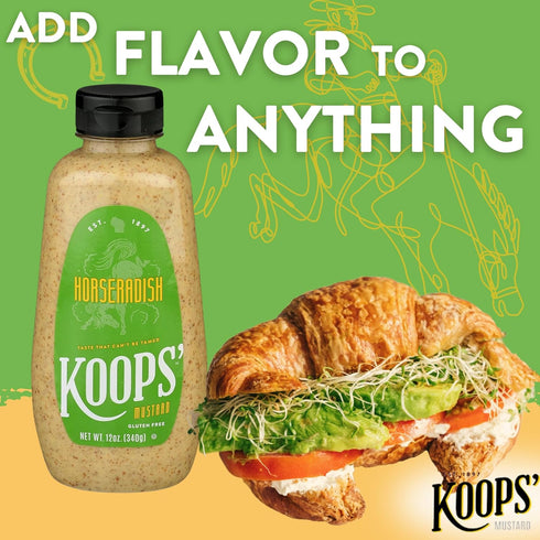 Koops' Horseradish Mustard – Bold and Zesty Horseradish Sauce, Gluten-Free, Kosher, Made in USA, From Quality Mustard Seeds – 12 Oz, Pack of 1...