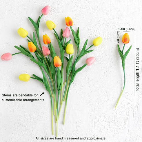 FiveSeasonStuff 15 Stems Real Touch Artificial Tulips – Lifelike Faux Flowers for Home, Weddings, Gifts & Spring Floral Décor (Festive Bloom – Ora...