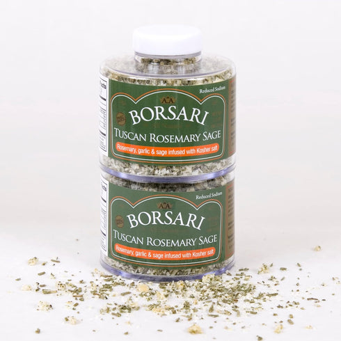 Borsari Seasoned Salt 2-Shaker Gift Set - Tuscan Rosemary Sage Seasoning Blend - Gluten Free Gourmet Seasonings For Steak, Fish, Poultry, & More -...