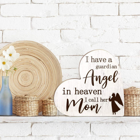 Jetec Bereavement Gift Sympathy Memorial Decor Wooden Heart Shaped Sign Memorial Sign for Loss of Mother Grief Funeral Sorry for Loss Loving Mom...