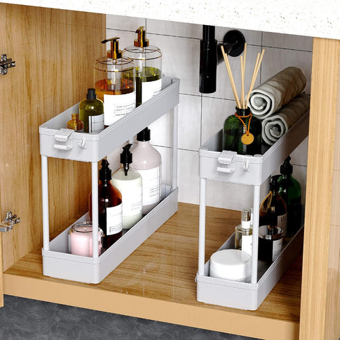 SPACEKEEPER Slim Rolling Storage Cart 4 Tier Bathroom Organizer Mobile Shelving Unit Storage Rolling Utility Cart Tower Rack for Kitchen Bathroom ...