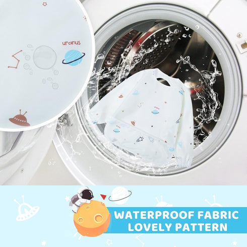Little Dimsum Mess-Proof Baby Bibs|Infant Toddler Long Sleeve Waterproof Feeding Art Smock|Catching Food & Wipe Clean|Pack of 2 Colors Glatic&spac...
