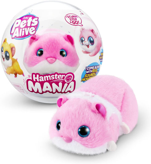 Pets Alive Hamstermania (Pink) by ZURU Hamster, Electronic Pet, 20+ Sounds Interactive, Hamster Ball Toy for Girls and Children...