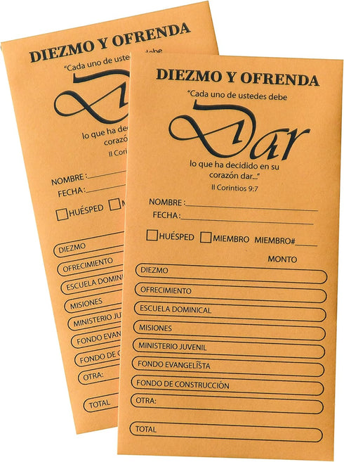 Spanish Coin Envelope, Tithe and Offering Envelopes for Church | 6.5"x3.5" 100)...
