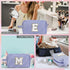 Makeup Bag for Women - Monogram Cute Initial Blue Makeup Bag Cosmetic Toiletry Pouch Make Up Case for Women Her Best Friend Friendship Sister Teac...
