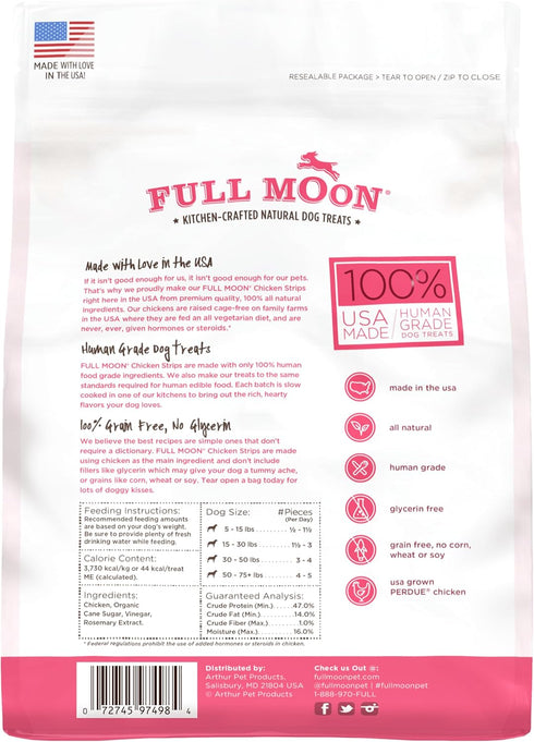Full Moon Chicken Strips Healthy All Natural Dog Treats Human Grade Made in USA Grain Free 12 oz...