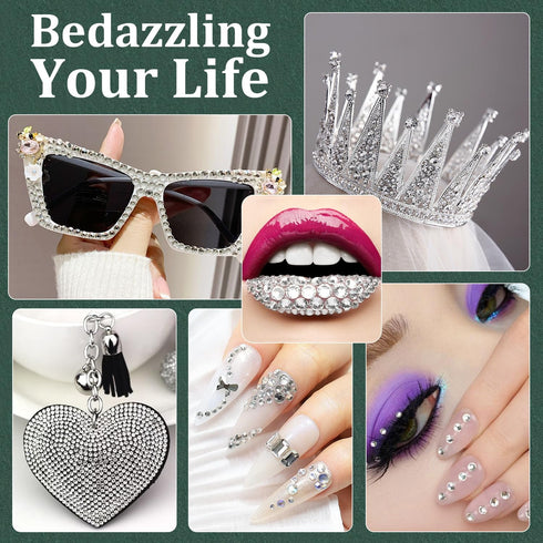 Resin Rhinestones for Crafting with B7000 Jewelry Glue, 2 Boxes Clear FlatBack Crystals with 3Pcs 10ml Glue for Bedazzling Crafts DIY Nail Art Mak...