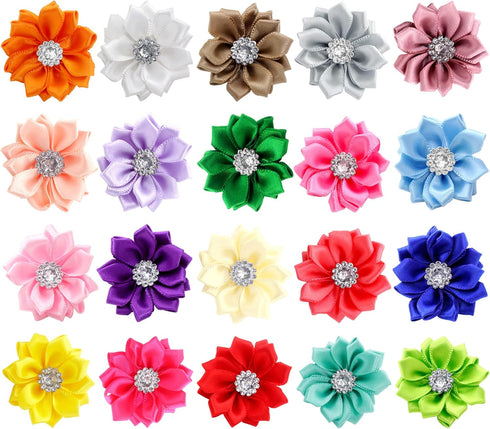 40Pcs Puppy Yorkie Dog Hair Bows Flower with Rubber Band,Pet Small Dog Girl Flower Christmas Hair Topknot Bowknot Hair Accessories Pet Grooming fo...