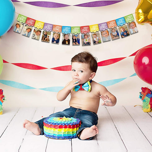 Kitticcino Mexican Fiesta 1st Birthday Photo Banner Papel Picado UNO Mexican Photo Banner Fiesta Monthly Banner Garland Baby Newborn to 12 Month C...