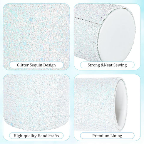 Bling Sequin Pen Holder with 6 Pcs Sequin Click Pens Cute Sequin Glitter Retractable Ballpoint Pens, Pencil Cups for Desk Organizer Makeup Brush H...