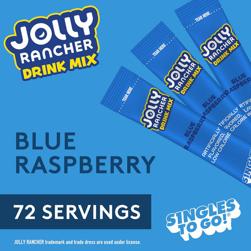 Jolly Rancher Rancher Singles To Go Water Drink Mix, Blue Raspberry, 12 Boxes With 6 Packets Each, 72 Total Servings...