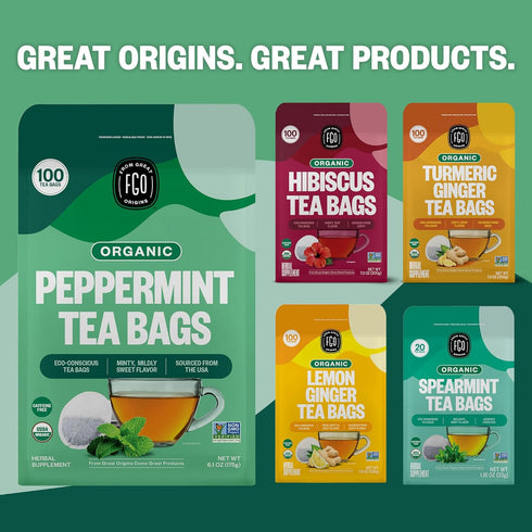 FGO Organic Peppermint Tea, 100 Count, Eco-Conscious Tea Bags, Caffeine Free, Packaging May Vary (Pack of 1)...