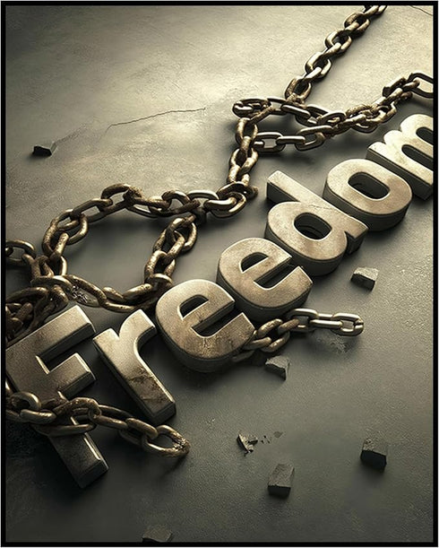 Posterizer-freedom-broken chains-inspiring typography art -2-Abstract & Modern Art Gift for Men Women Teens Decor for Home & Office- unframed wall...